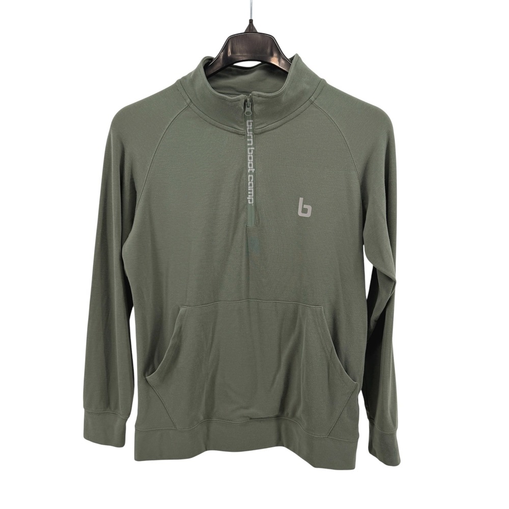 Burn Boot Camp Pullover Women Small Pre-Owned 1/4 Zip Green Tencel Blend Casual